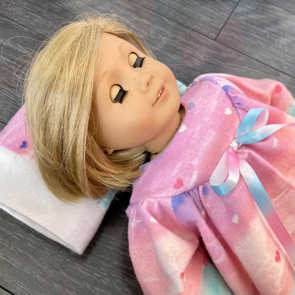Doll Nightgown Pillow Rainbow Heart fits American Girl and 18” Dolls New Doll Cl - Picture 3 of 10